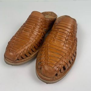 Very Volatile Mexican Style Leather Strap Mules Slide on Loafers SZ 7